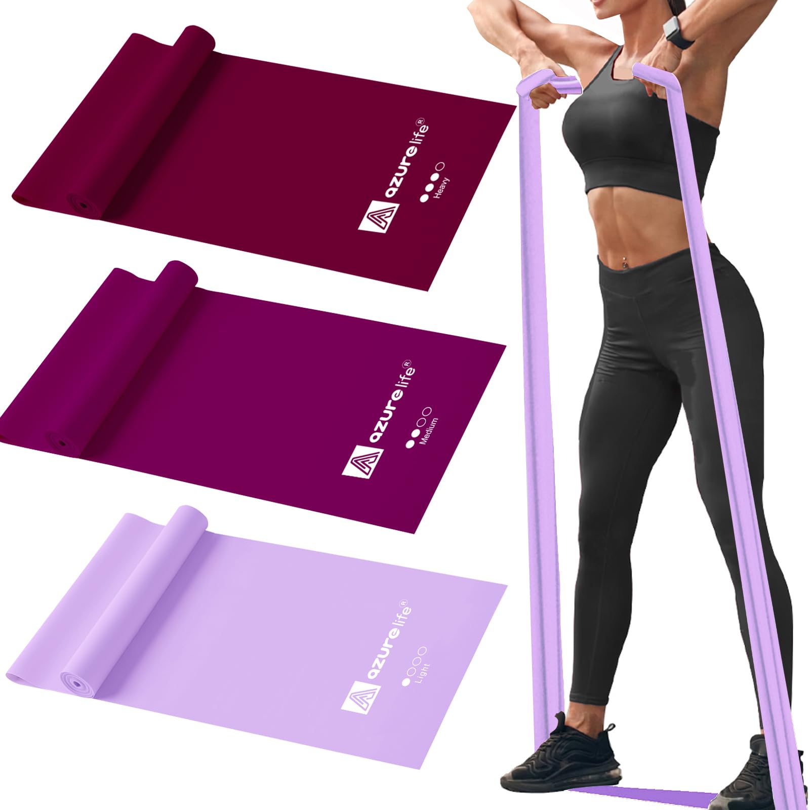 Resistance Bands,Professional Long Non-Latex Elastic Stretch Bands,Exercise Bands for Physical Therapy, Yoga, Pilates, Rehab, at-Home or The Gym Workouts, Strength Training